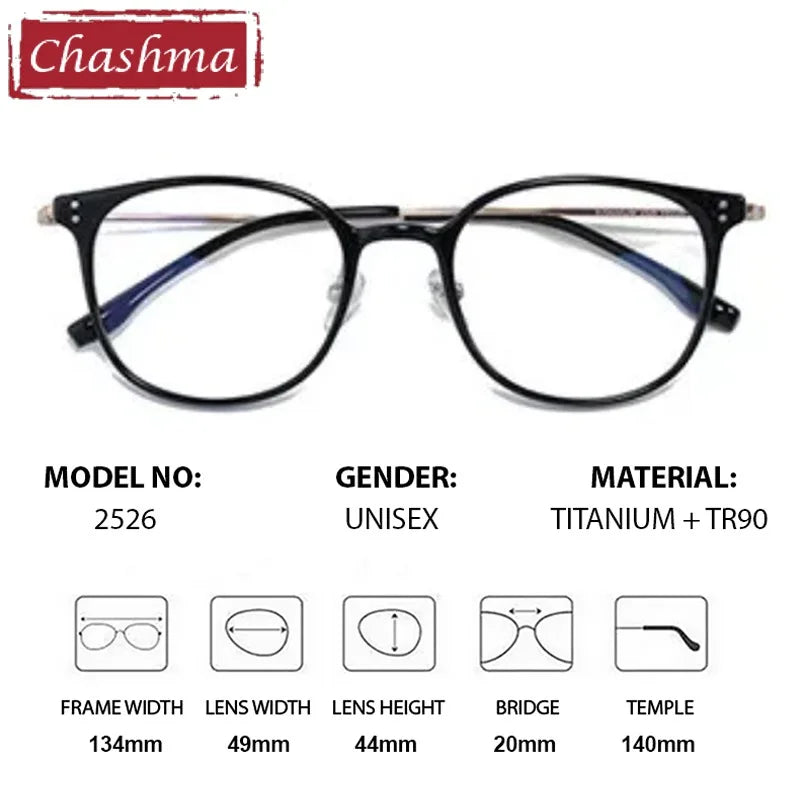 Chashma Unisex Full Rim Oval Square Tr 90 Titanium Eyeglasses 872526