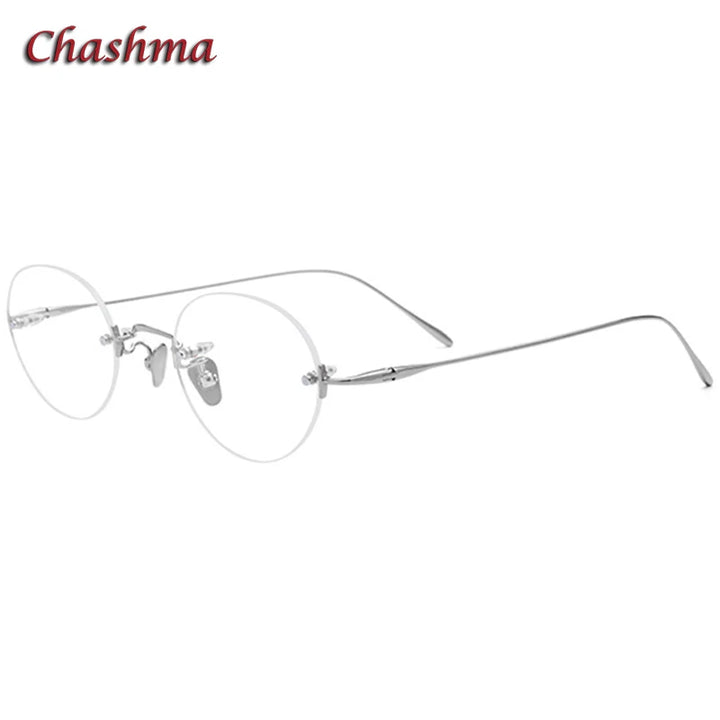 Chashma Ochki Women's Rimless Oval Round Titanium Eyeglasses 311869