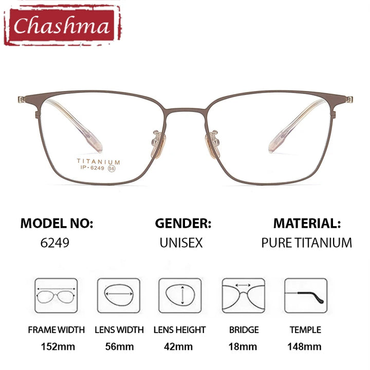 Chashma Ottica Men's Full Rim Big Square Titanium Eyeglasses 406249