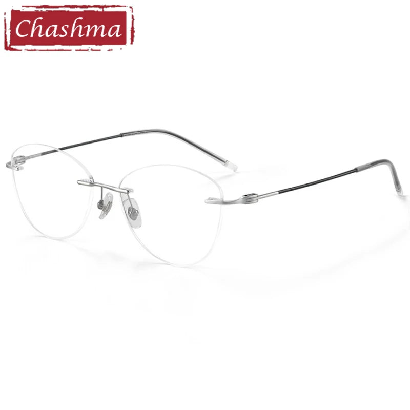 Chashma Ottica Women's Rimless Cat Eye Titanium Eyeglasses 406076