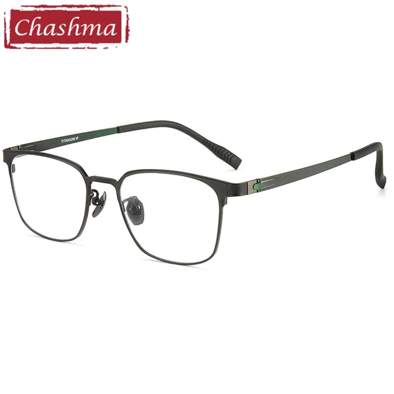 Chashma Ottica Unisex Full Rim Square Titanium Eyeglasses 411282