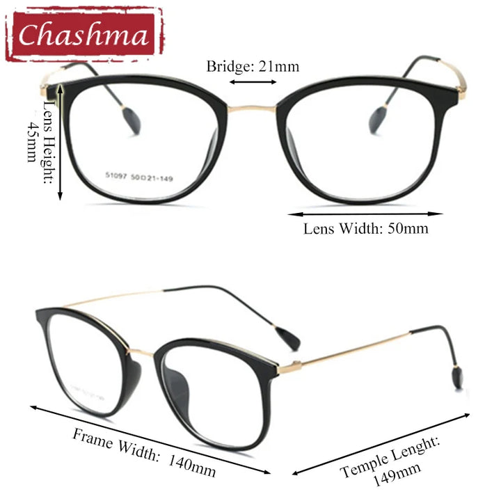 Chashma Ottica Women's Full Rim Square Tr 90 Titanium Eyeglasses 541097
