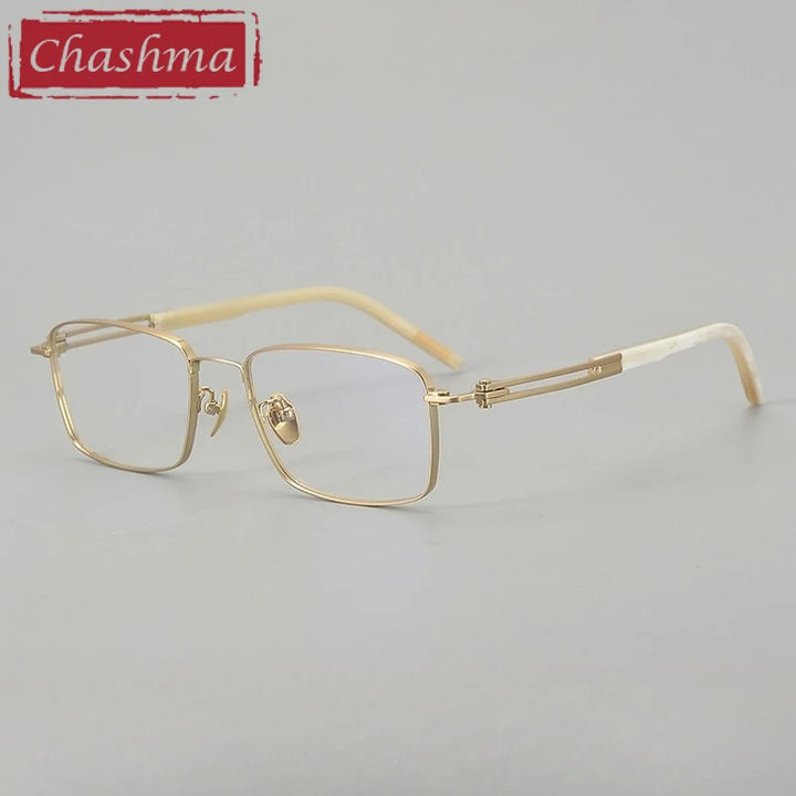 Chashma Ottica Men's Full Rim Big Polygon Titanium Horn Eyeglasses 401006