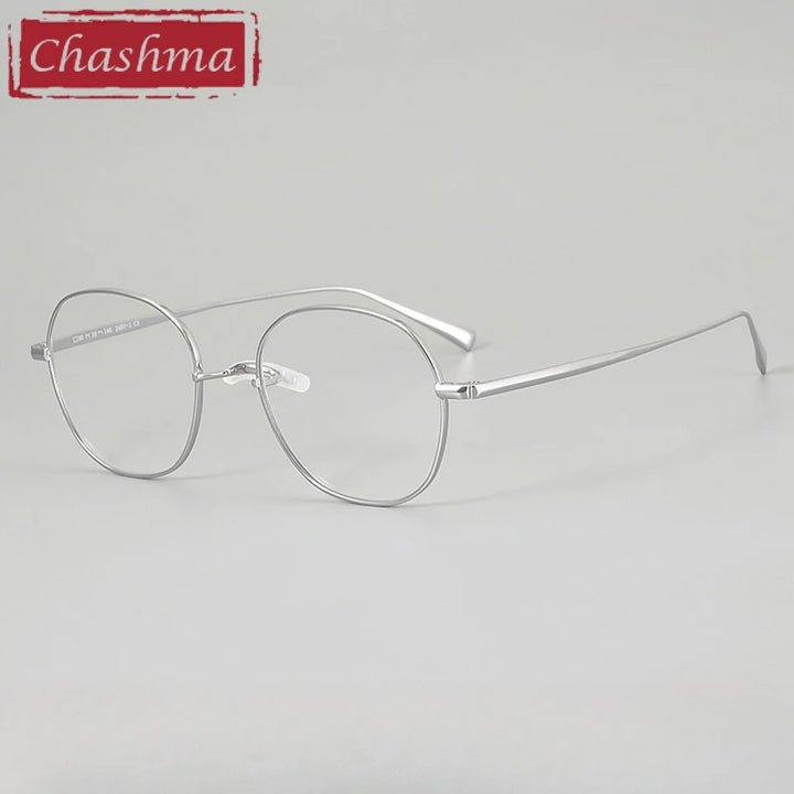 Chashma Ottica Unisex Full Rim Oval Round Titanium Eyeglasses 402407