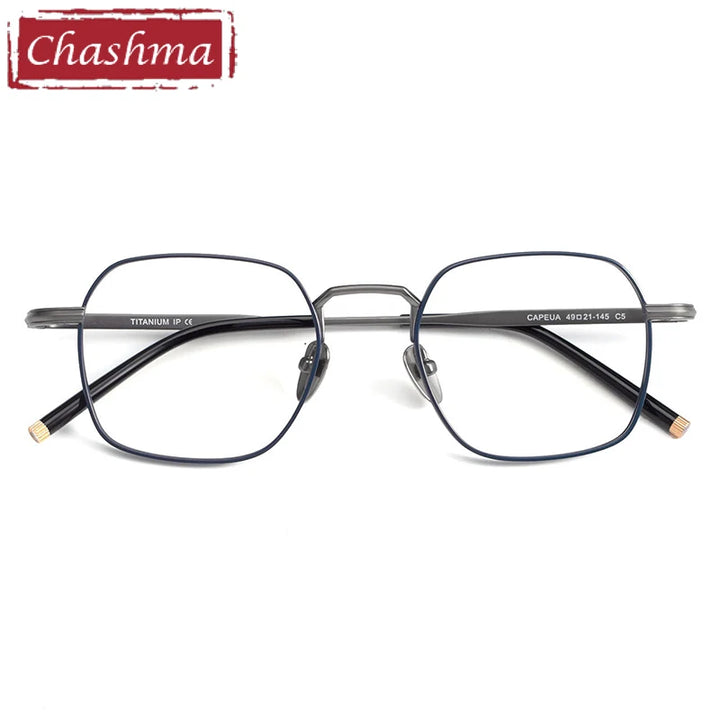 Chashma Unisex Full Rim Square Polygon Titanium Eyeglasses 14249 Full Rim Chashma