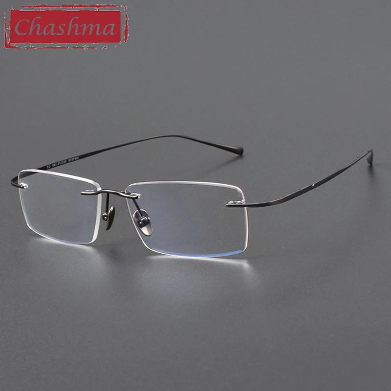 Chashma Ottica Unisex Rimless Square Titanium Eyeglasses 401818