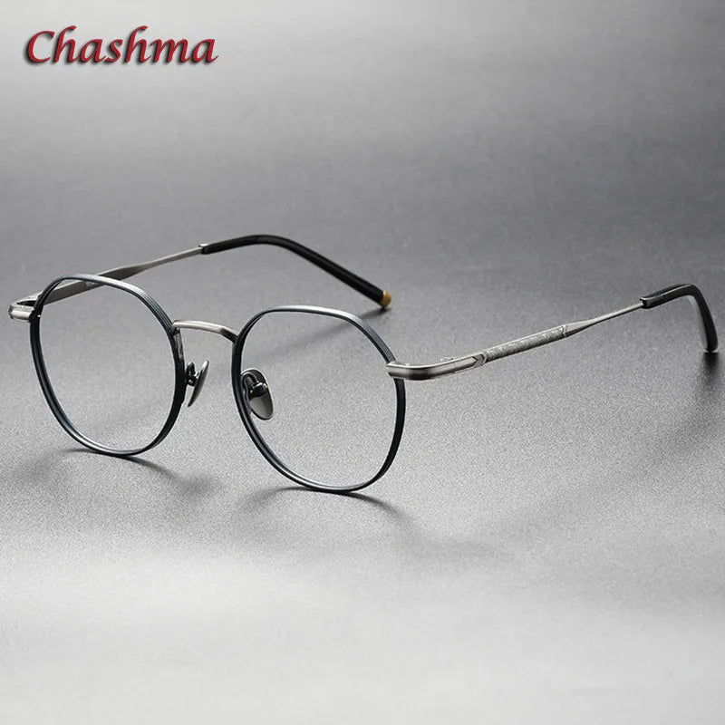 Chashma Ochki Women's Full Rim Flat Top Round Titanium Eyeglasses 13877