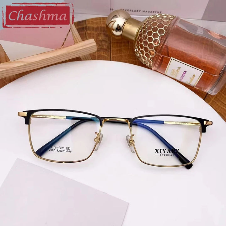 Chashma Men's Full Rim Big Polygon Square Titanium Eyeglasses 32005