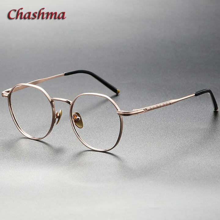 Chashma Ochki Women's Full Rim Flat Top Round Titanium Eyeglasses 13877