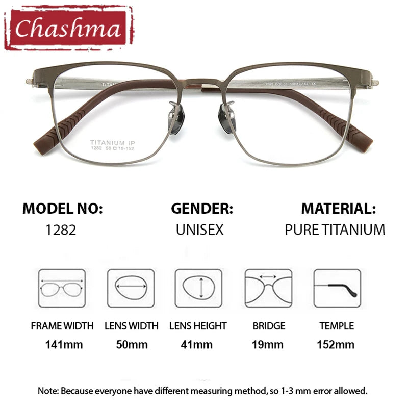 Chashma Ottica Unisex Full Rim Square Titanium Eyeglasses 411282