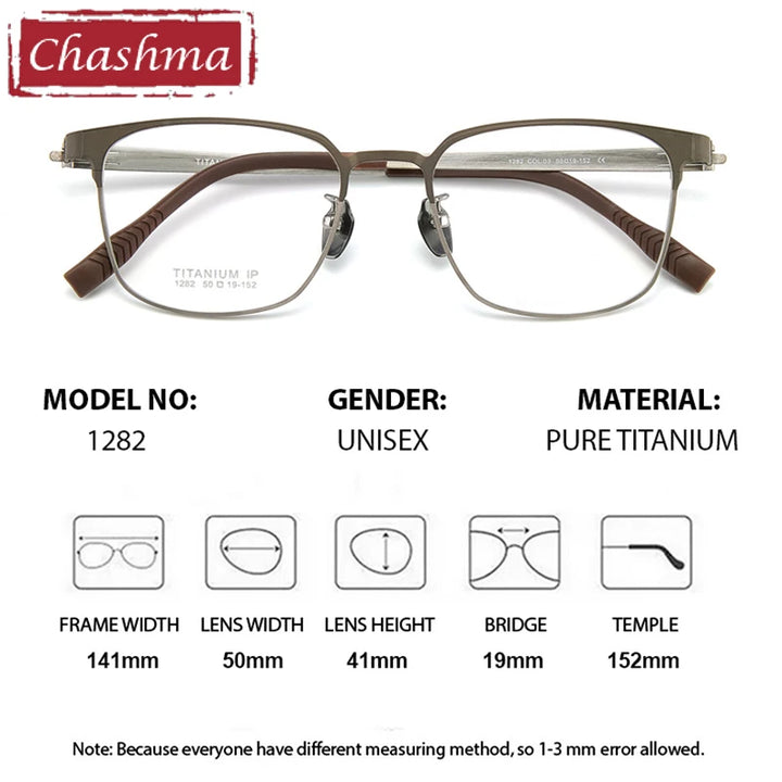 Chashma Ottica Unisex Full Rim Square Titanium Eyeglasses 411282