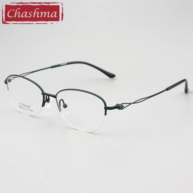 Chashma Ottica Women's Semi Rim Oval Square Titanium Eyeglasses 403008