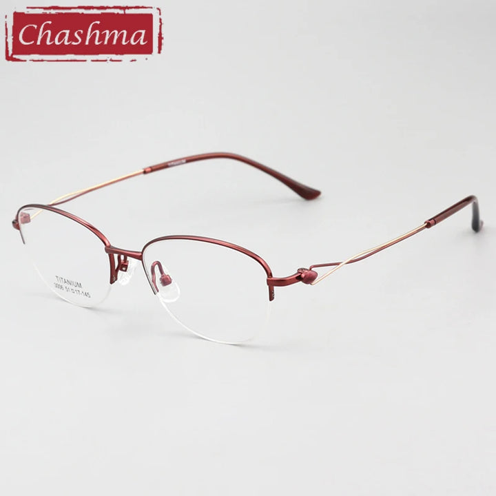 Chashma Ottica Women's Semi Rim Oval Square Titanium Eyeglasses 403008