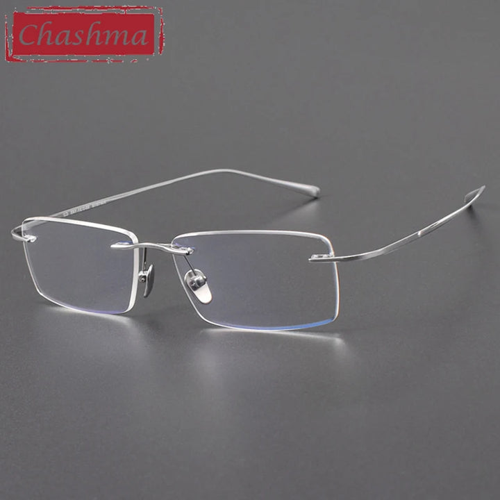 Chashma Ottica Unisex Rimless Square Titanium Eyeglasses 401818