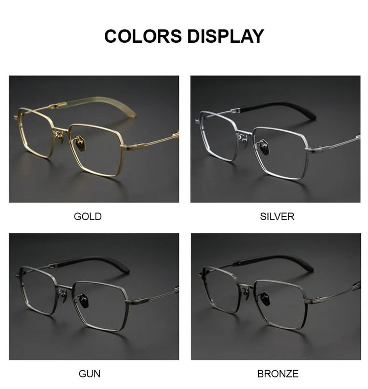 Chashma Men's Full Rim Square Titanium Eyeglasses 2328 Horn Temples Full Rim Chashma