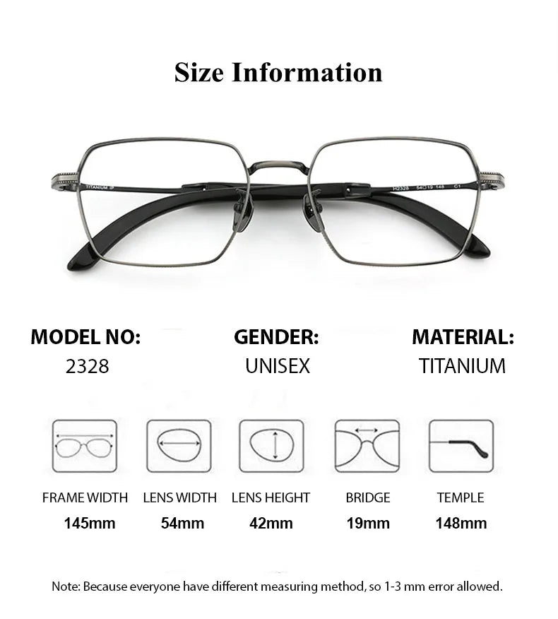 Chashma Men's Full Rim Square Titanium Eyeglasses 2328 Horn Temples Full Rim Chashma