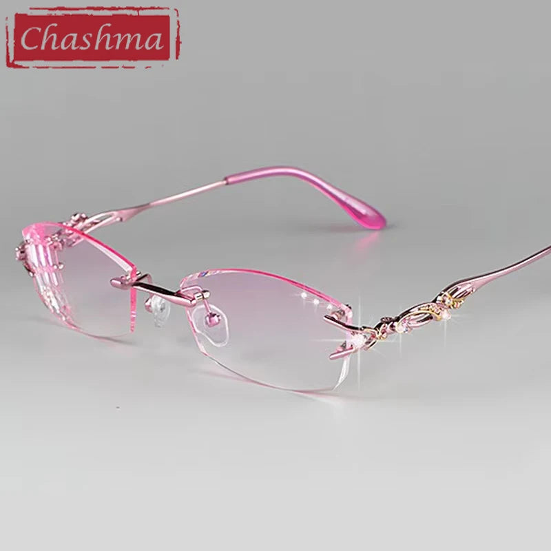 Chashma Ottica Women's Rimless Rectangle Titanium Eyeglasses 408036