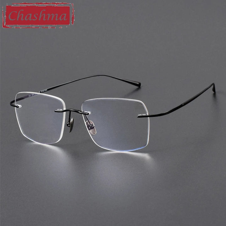 Chashma Ottica Unisex Rimless Oval Square Titanium Eyeglasses 401819
