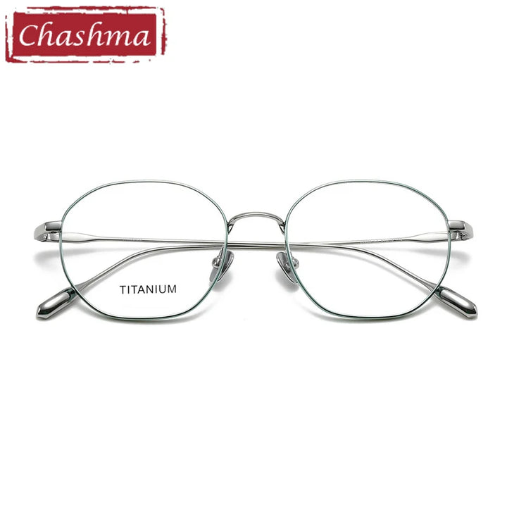 Chashma Ottica Women's Full Rim Polygon Round Titanium Eyeglasses 403035