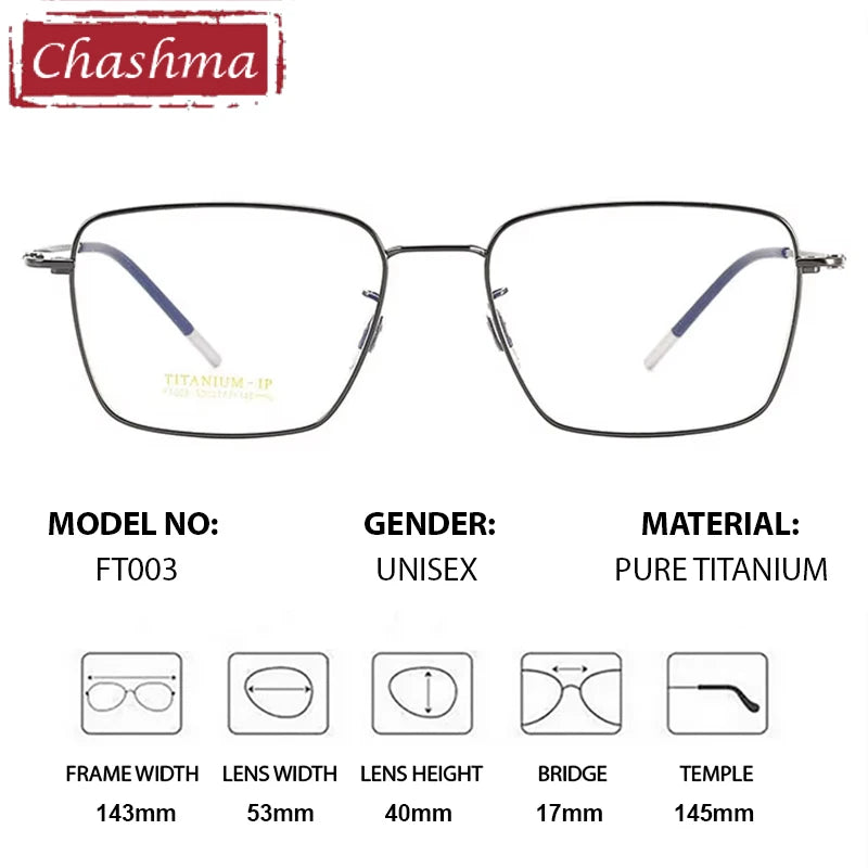 Chashma Ottica Unisex Full Rim Polygon Titanium Eyeglasses 410003