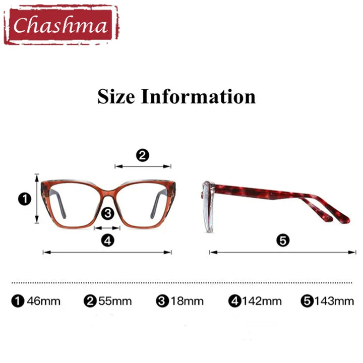 Chashma Women's Full Rim Square Cat Eye Tr 90 Titanium Eyeglasses 87216