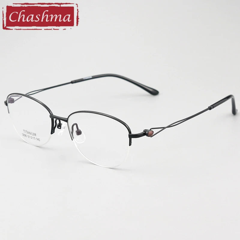 Chashma Ottica Women's Semi Rim Oval Square Titanium Eyeglasses 403008