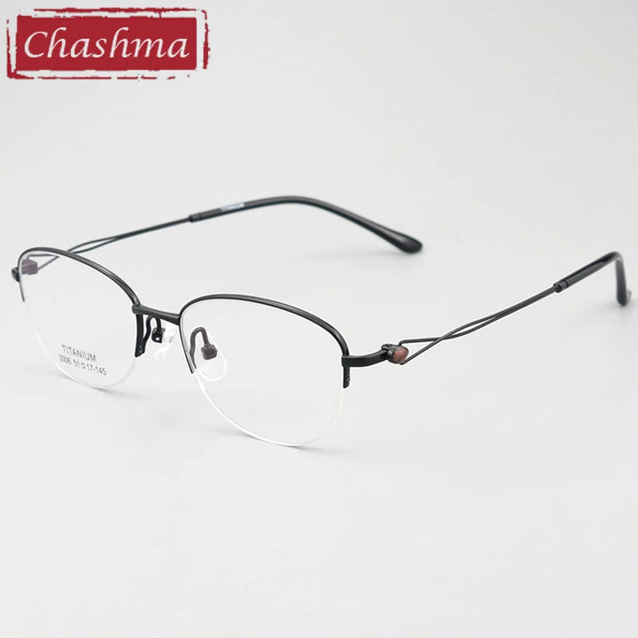 Chashma Ottica Women's Semi Rim Oval Square Titanium Eyeglasses 403008