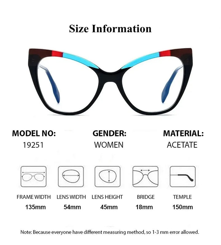 Chashma Ottica Women's Full Rim Oval Cat Eye Acetate Eyeglasses 419251
