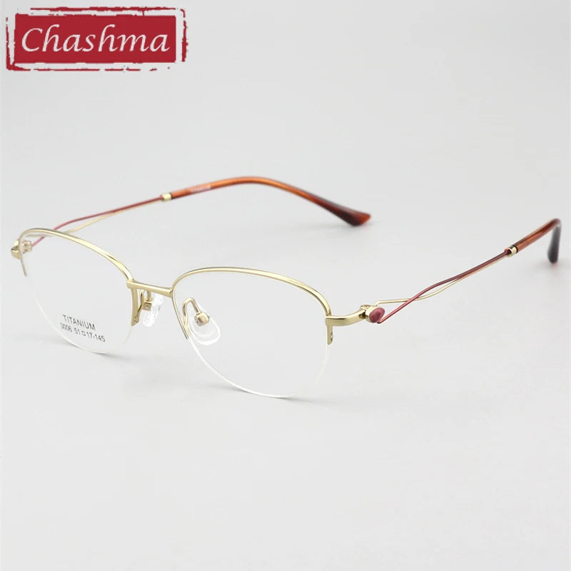 Chashma Ottica Women's Semi Rim Oval Square Titanium Eyeglasses 403008