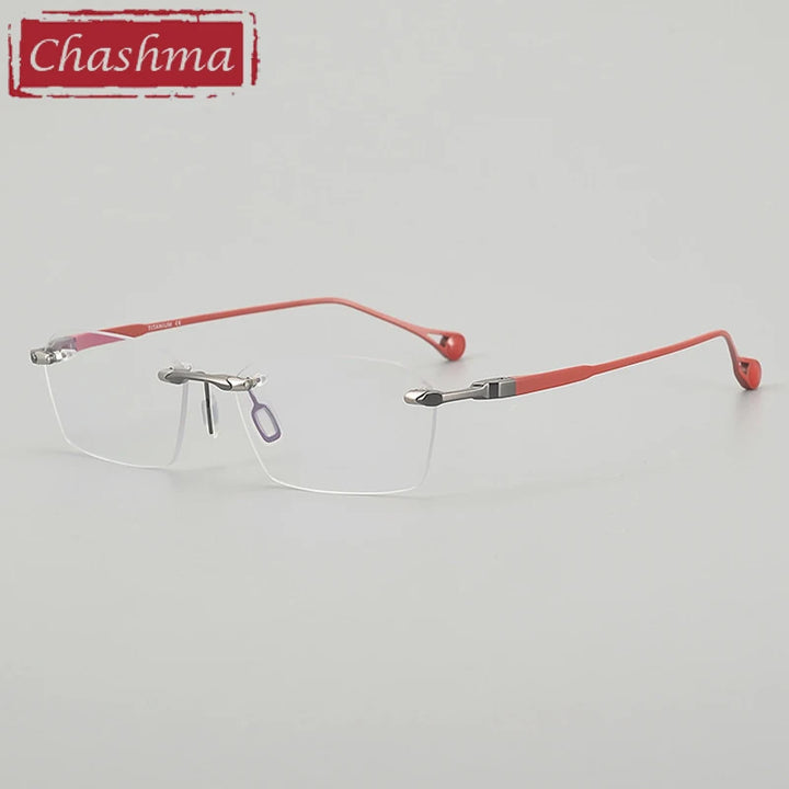 Chashma Ottica Unisex Rimless Square Titanium Eyeglasses 401307