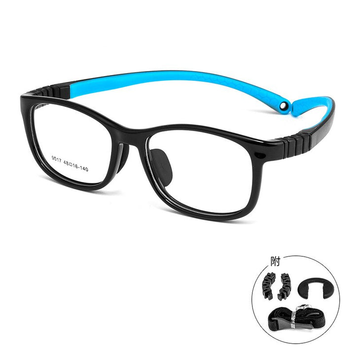 Yimaruili Unisex Children's Full Rim Square Tr 90 Silicone Screwless Eyeglasses 901et Full Rim Yimaruili Eyeglasses Black Blue
