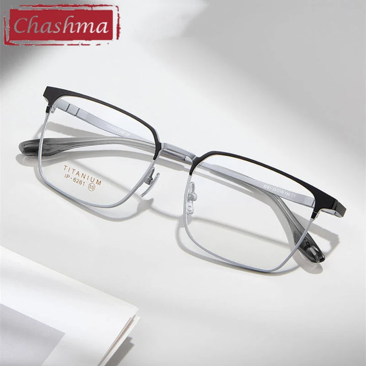 Chashma Ottica Men's Full Rim Square Titanium Eyeglasses 406261