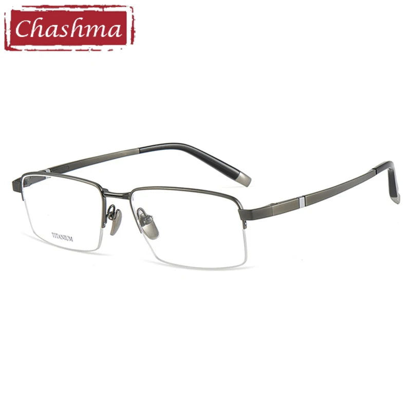 Chashma Ottica Men's Semi Rim Big Square Titanium Eyeglasses 409089