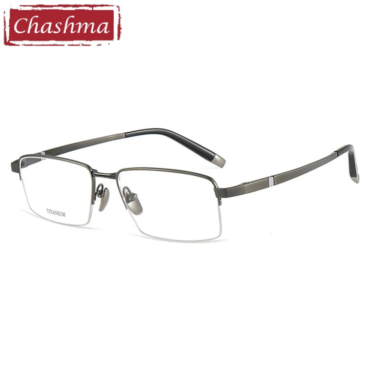Chashma Ottica Men's Semi Rim Big Square Titanium Eyeglasses 409089