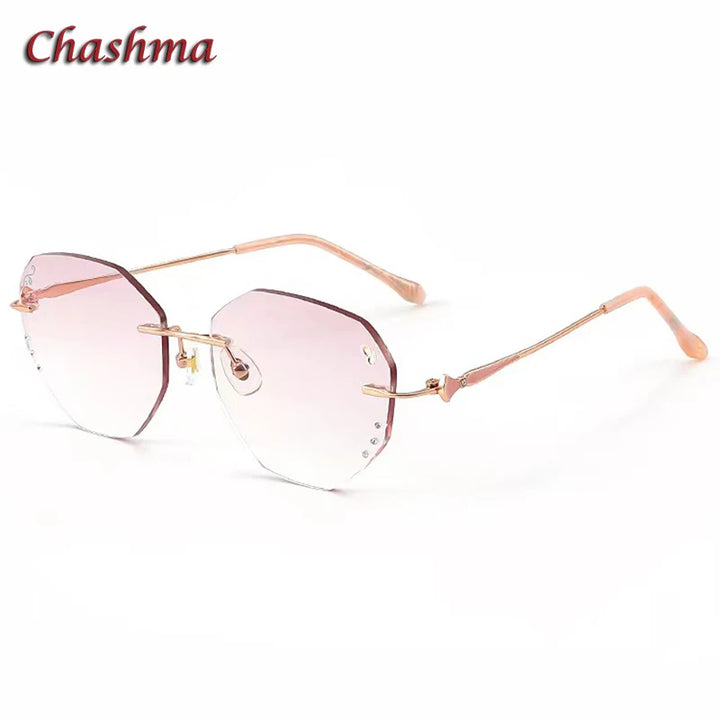 Chashma Ochki Women's Rimless Oval Round Titanium Eyeglasses 316087