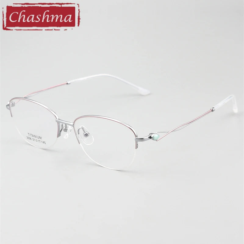 Chashma Ottica Women's Semi Rim Oval Square Titanium Eyeglasses 403008