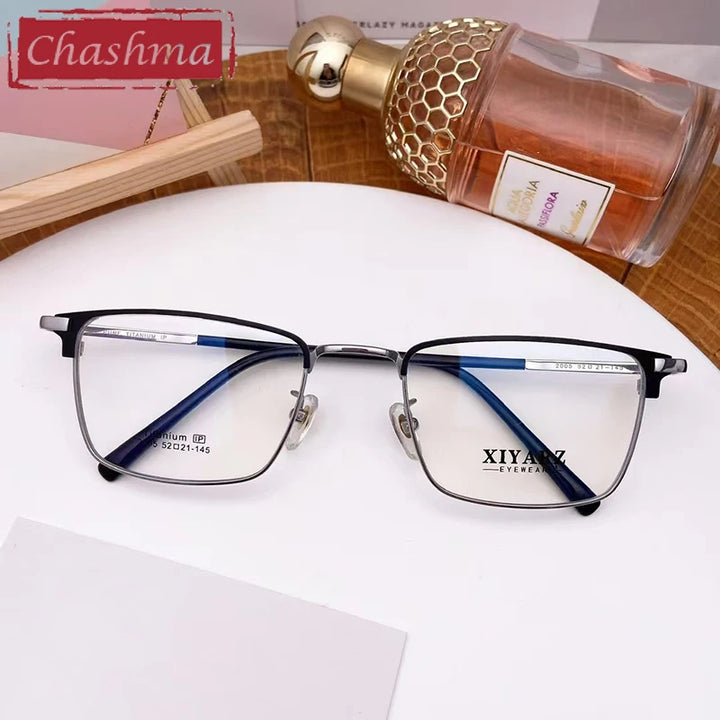 Chashma Men's Full Rim Big Polygon Square Titanium Eyeglasses 32005