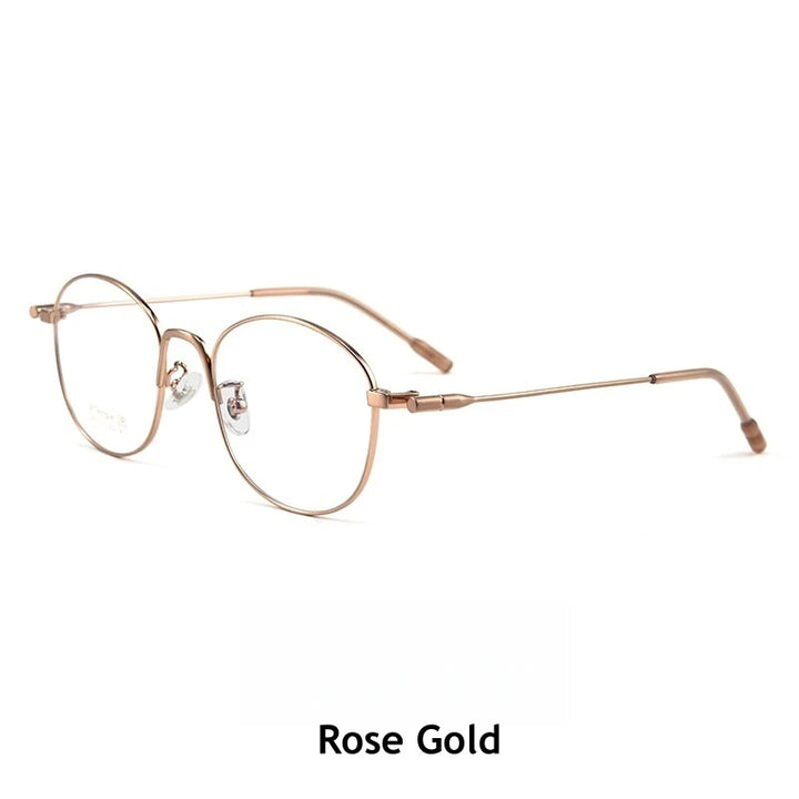 KatKani Unisex Full Rim Irregular Round Titanium Eyeglasses  T799t Full Rim KatKani Eyeglasses Rose Gold  