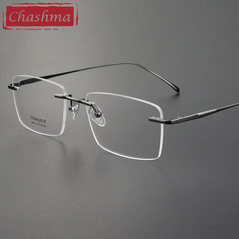Chashma Ottica Unisex Rimless Square Titanium Eyeglasses 409069