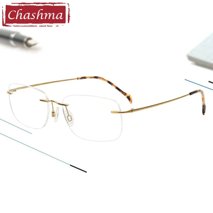 Chashma Ottica Unisex Rimless Square Titanium Eyeglasses 416021