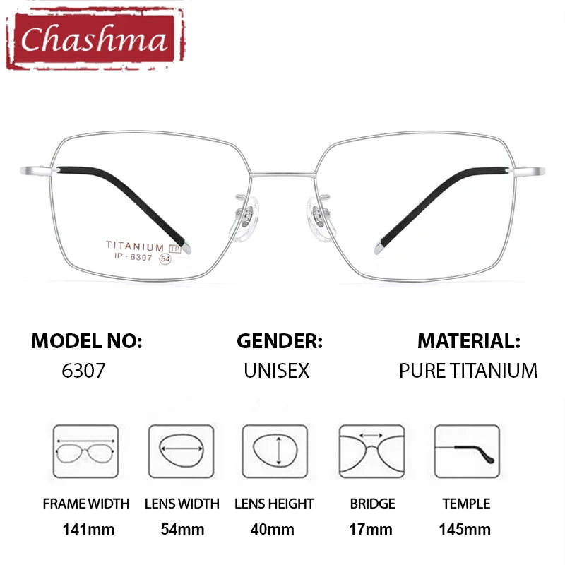 Chashma Ottica Unisex Full Rim Polygon Titanium Eyeglasses 406307