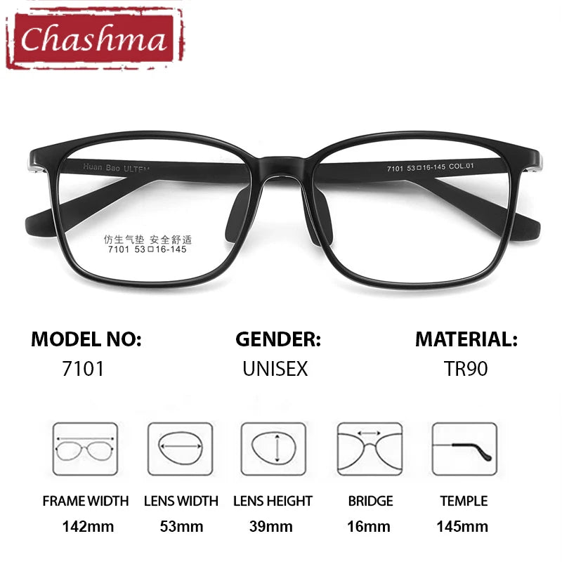 Chashma Ottica Unisex Youth's Full Rim Square Tr 90 Titanium Eyeglasses 407101