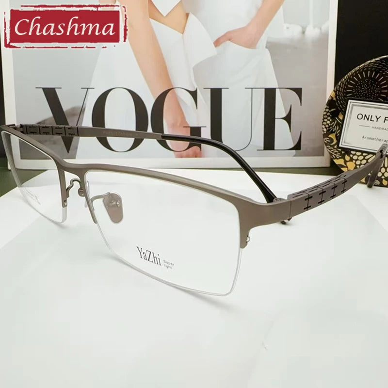 Chashma Unisex Semi Rim Big Square Titanium Eyeglasses 24023 Semi Rim Chashma
