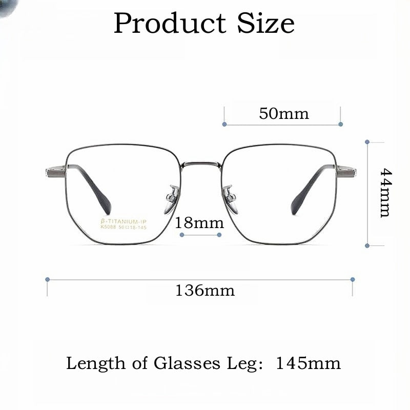 Yimaruili Unisex Full Rim Small Square Titanium Eyeglasses K5088 Full Rim Yimaruili Eyeglasses