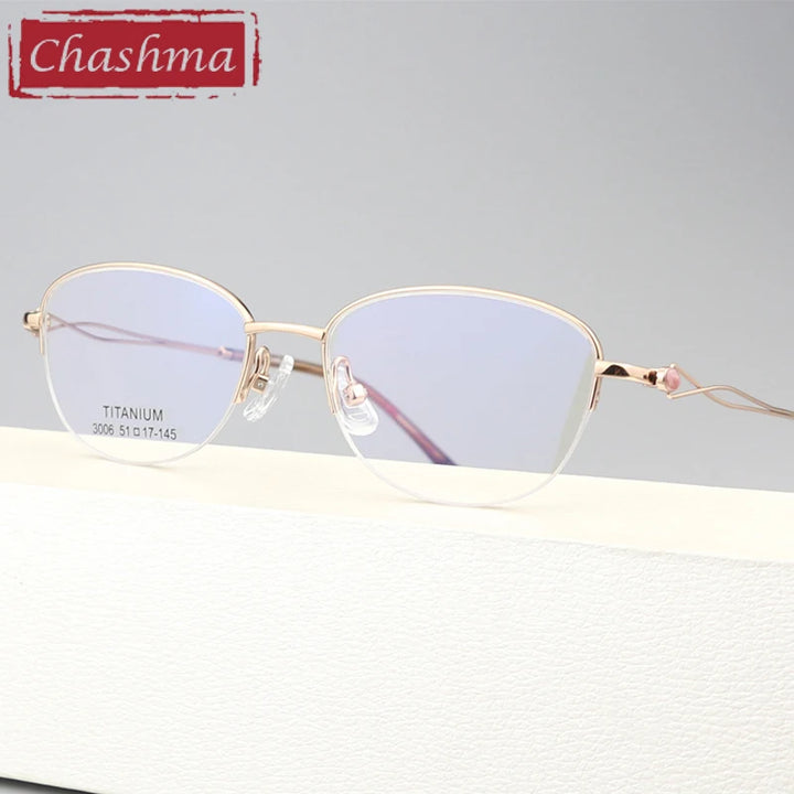 Chashma Ottica Women's Semi Rim Oval Square Titanium Eyeglasses 403008