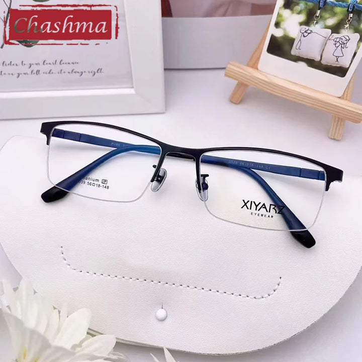 Chashma Men's Semi Rim Big Square Titanium Eyeglasses 42039 Semi Rim Chashma
