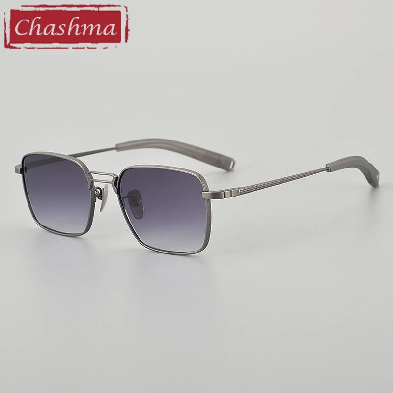 Chashma Ottica Unisex Full Rim Square Double Bridge Titanium Sunglasses 408827