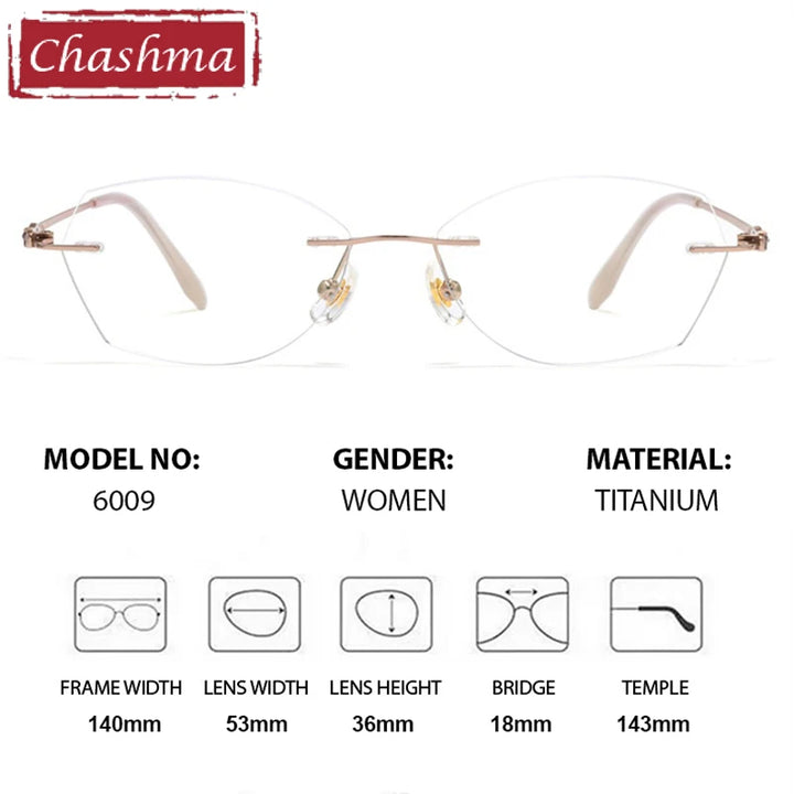 Chashma Ottica Women's Rimless Butterfly Titanium Eyeglasses 416009