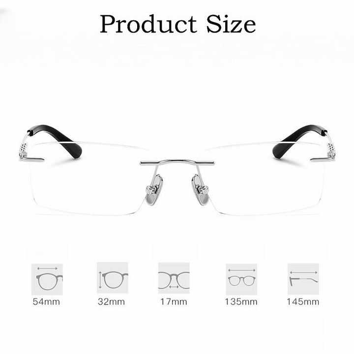 Yimaruili Men's Rimless Square Titanium Eyeglasses 91091 Rimless Yimaruili Eyeglasses   