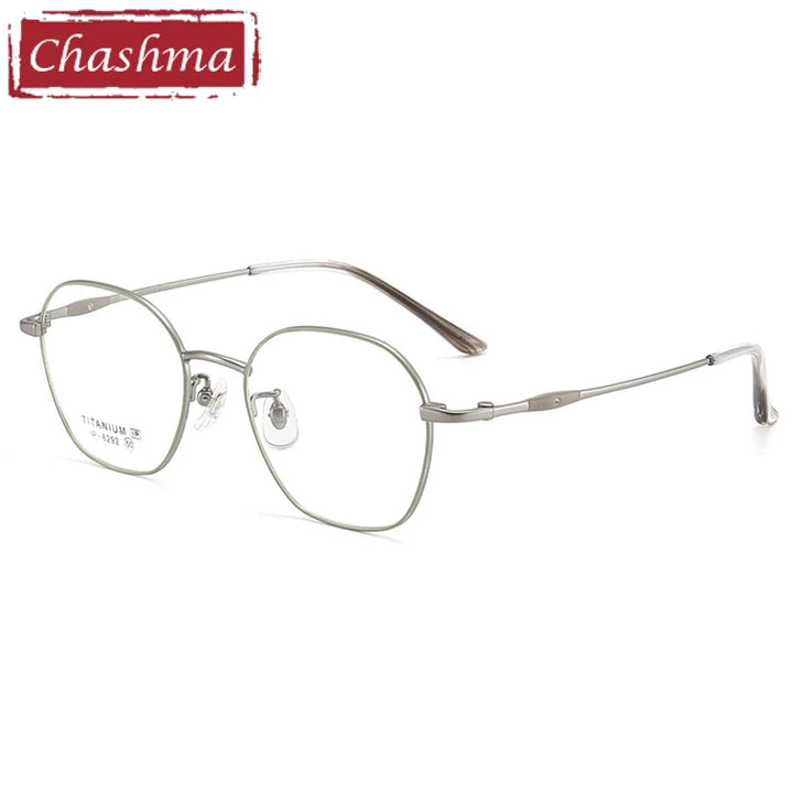 Chashma Ottica Unisex Full Rim Polygon Oval Titanium Eyeglasses 406292